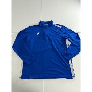 ASICS Quarter Zip Blue Lightweight Sweater Size XL Long Sleeve